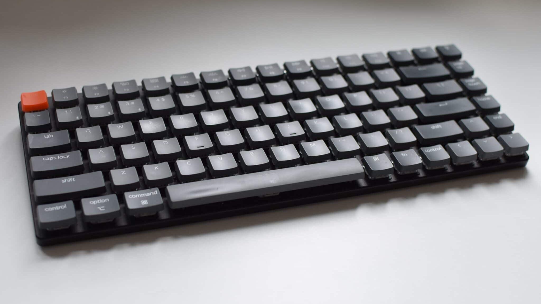 A Keychron K3 low profile mechnanical keyboard.